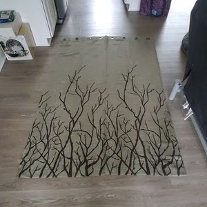 84 in' green curtain with tree decor 2 panels